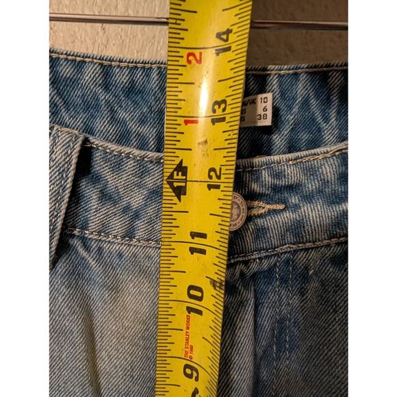 Princess Polly COFIELD MOM JEAN PATCH DENIM Womens 6 High Rise Two Tone Patch - Picture 9 of 13